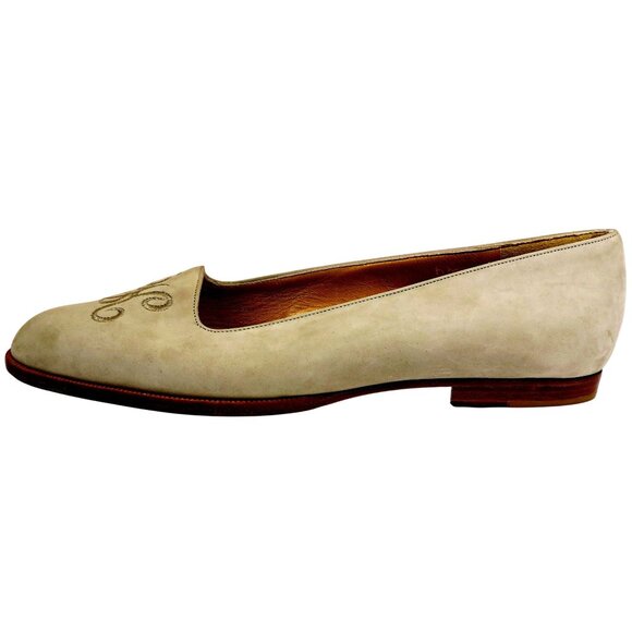 Calvin Klein CK Monogram Green Suede Loafers - Size 6M - Made in Italy - Vintage - Picture 4 of 5